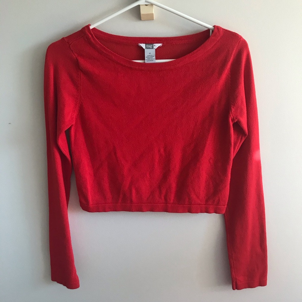 Red tag cropped long sleeve tee, girl’s size 12